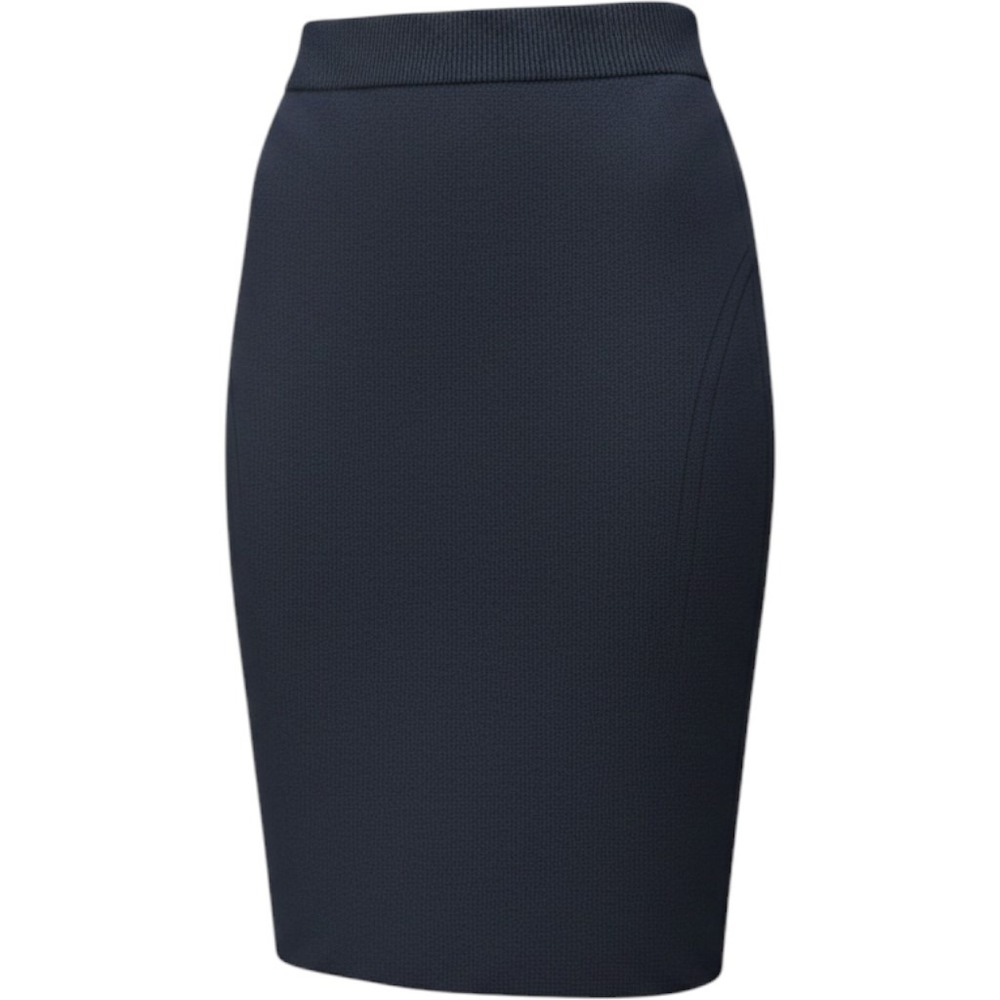 St. John Basics Black Santana Knit Pencil Skirt Size 8 Elastic Waist Knee
